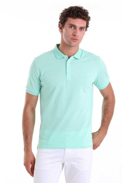 Yeşil Comfort Fit 100% Pamuk Polo Yaka Tişört - 4