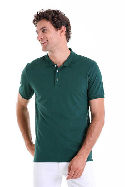 Yeşil Comfort Fit 100% Pamuk Polo Yaka Tişört - 2