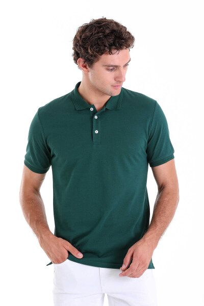 Yeşil Comfort Fit 100% Pamuk Polo Yaka Tişört - 3