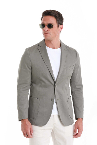 Yeşil Comfort Fit Mono Yaka Klasik Ceket - 4