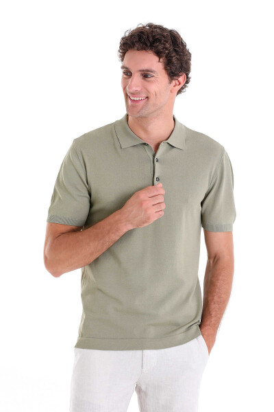 Yeşil Comfort Fit Polo Yaka Rayon Tişört - 2