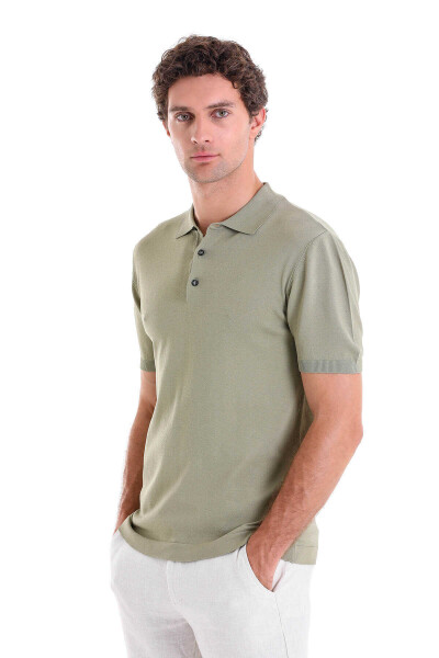 Yeşil Comfort Fit Polo Yaka Rayon Tişört - 3