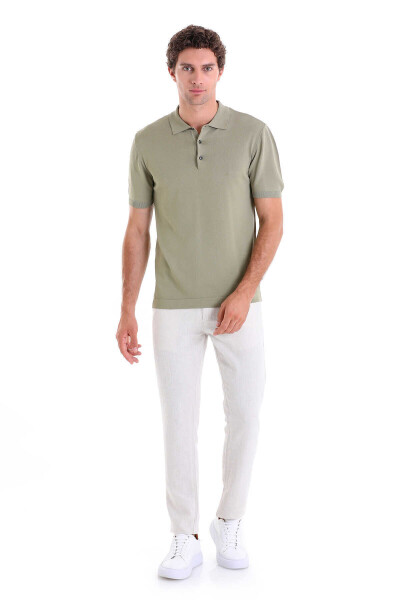 Yeşil Comfort Fit Polo Yaka Rayon Tişört - 5
