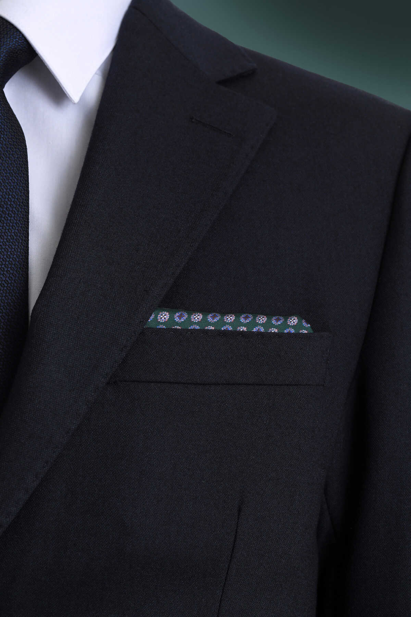 Yeşil Desenli Klasik Saten Cep Mendili - Hatem Saykı (1)