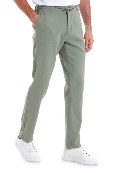 Yeşil Dinamik Fit Düz Yandan Cepli Pamuklu Jogger Pantolon - 3
