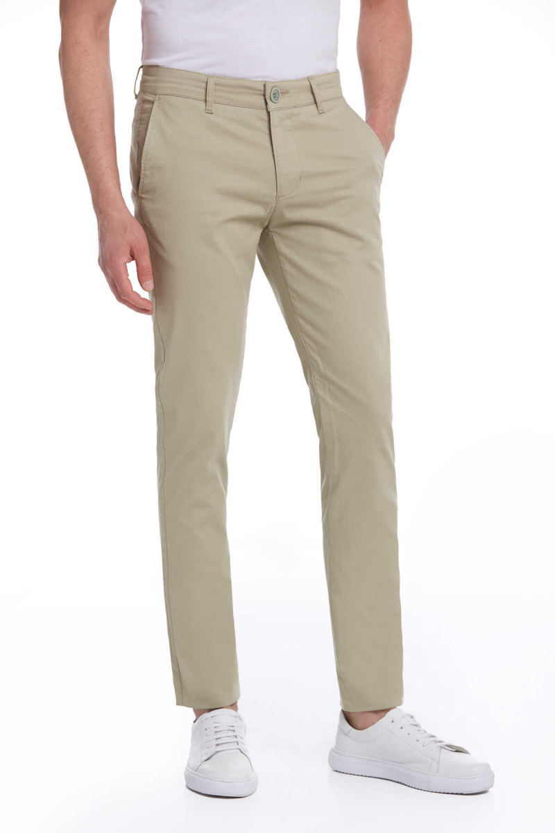 Yeşil Dinamik Fit Pamuklu Yandan Cep Kanvas Pantolon - Hatem Saykı (1)