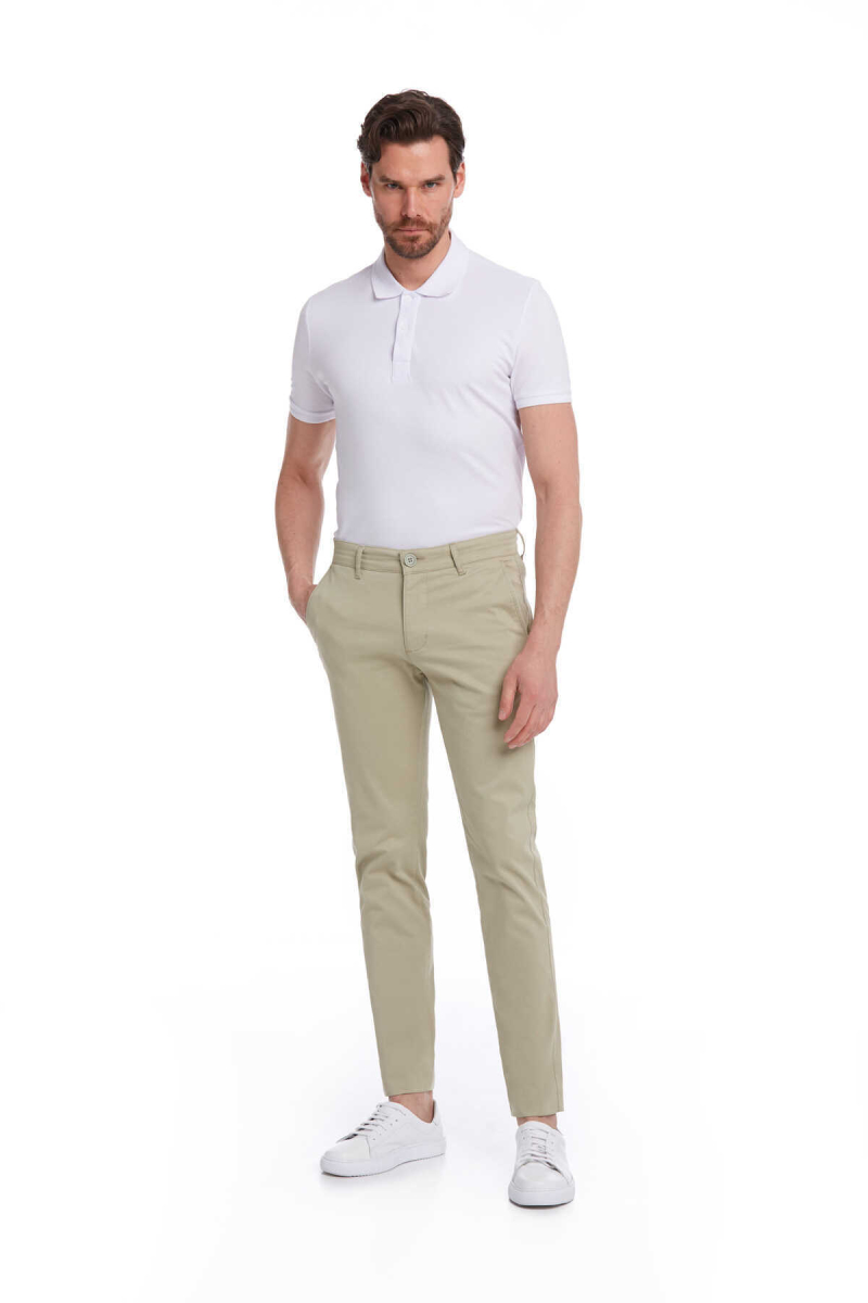 Yeşil Dinamik Fit Pamuklu Yandan Cep Kanvas Pantolon - Hatem Saykı