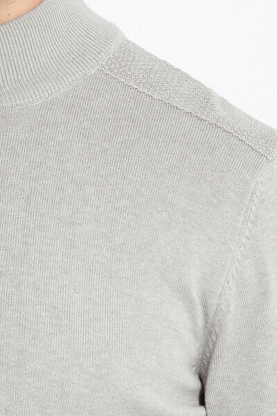 Gri Regular Fit Yarım Balıkçı Yaka Pamuklu Triko Kazak - 7