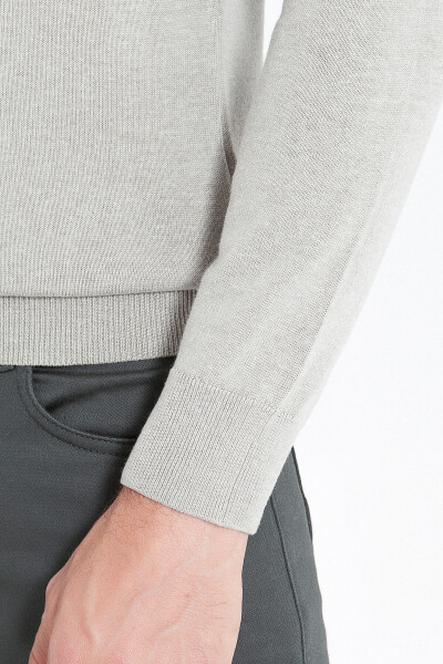 Gri Regular Fit Yarım Balıkçı Yaka Pamuklu Triko Kazak - 9