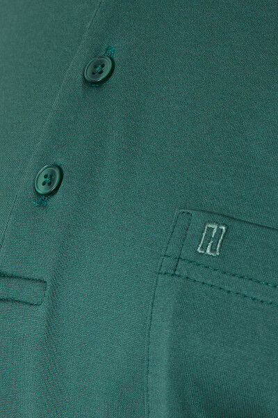 Yeşil Klasik Fit 100% Pamuk Merserize Polo Yaka Tişört - 3