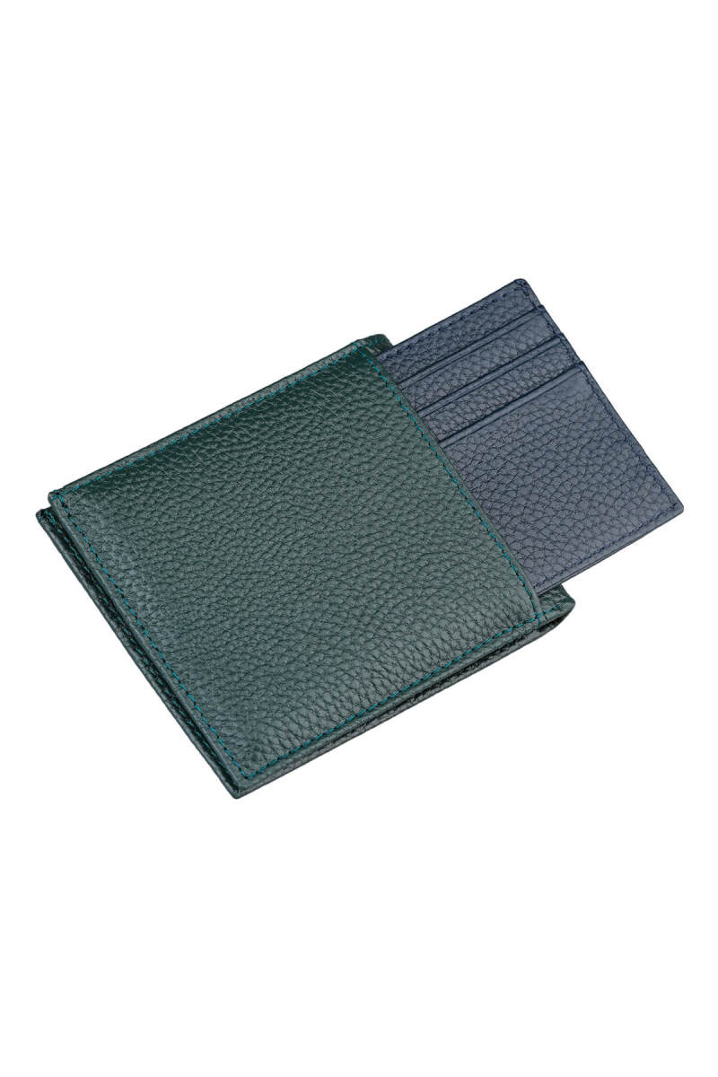 Yeşil - Lacivert 100% Deri Cüzdan - Saykı (1)