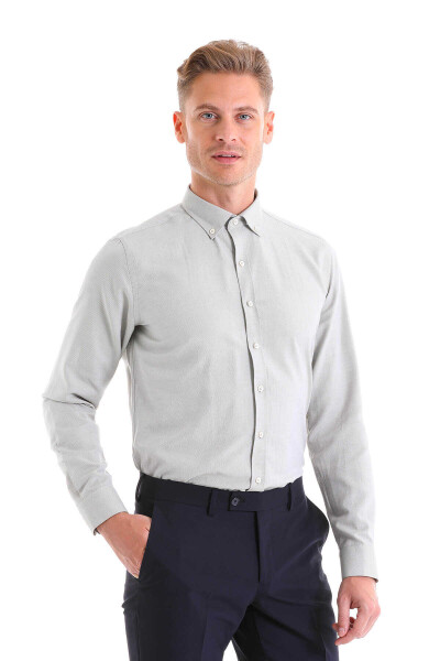 Yeşil Comfort Fit Pamuklu Düğmeli Yaka Uzun Kollu Casual Gömlek 