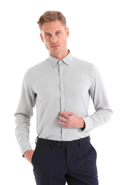 Yeşil Comfort Fit Pamuklu Düğmeli Yaka Uzun Kollu Casual Gömlek - 2