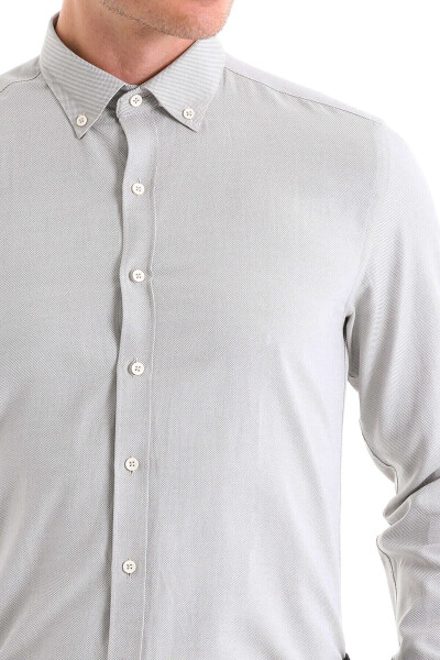 Yeşil Comfort Fit Pamuklu Düğmeli Yaka Uzun Kollu Casual Gömlek - 5