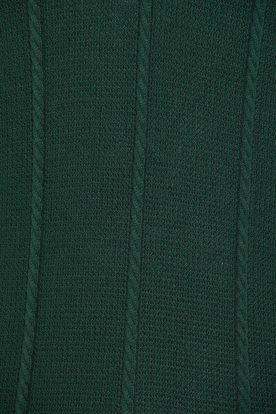 Yeşil Desenli Polo Yaka Triko Kazak - 6