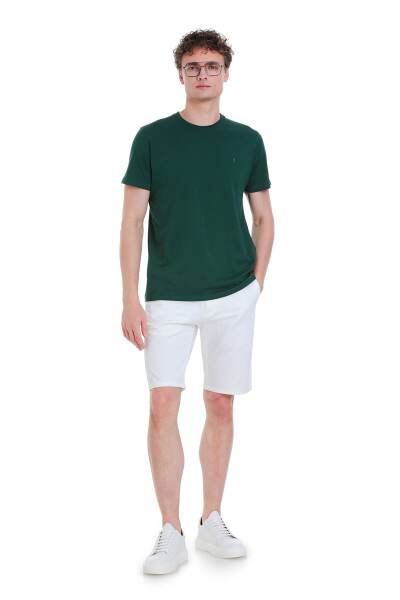 Yeşil Regular Fit 100% Pamuk Bisiklet Yaka Tişört - 2