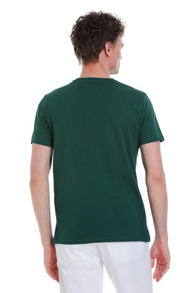 Yeşil Regular Fit 100% Pamuk Bisiklet Yaka Tişört - 5