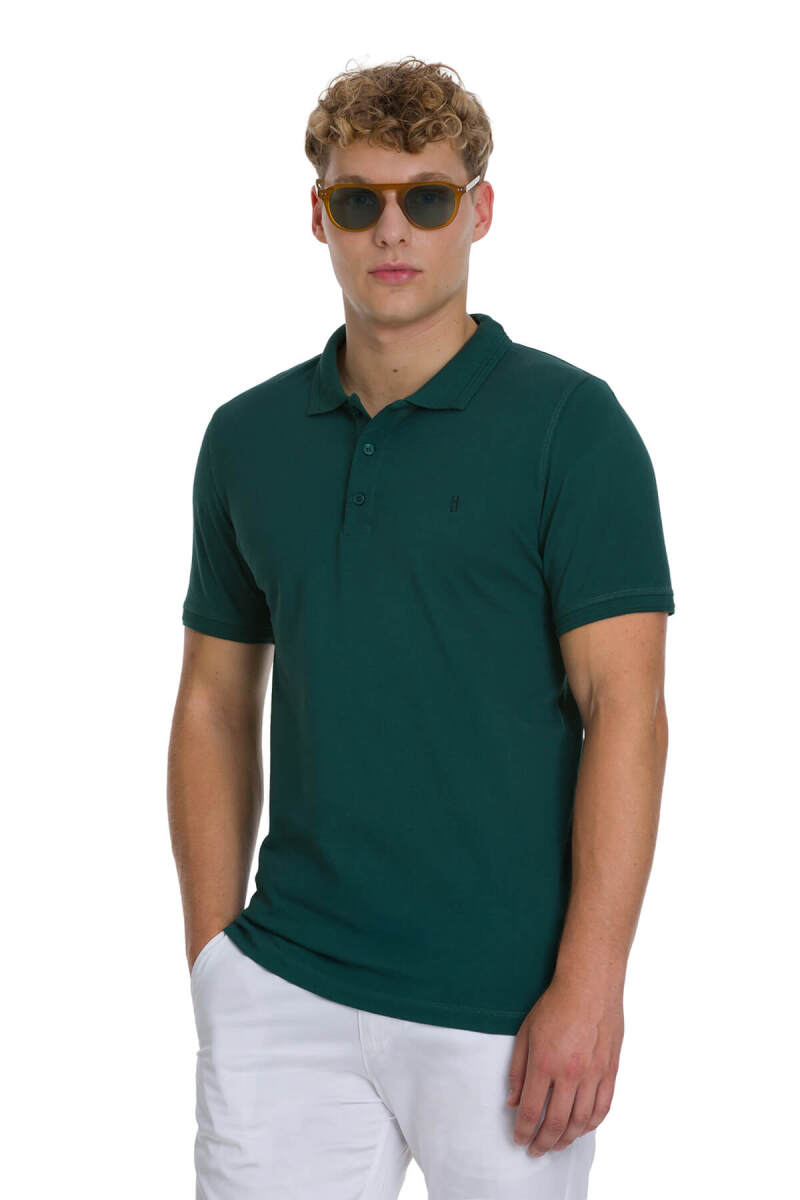Yeşil Regular Fit 100% Pamuklu Polo Yaka Tişört - Hatemoğlu