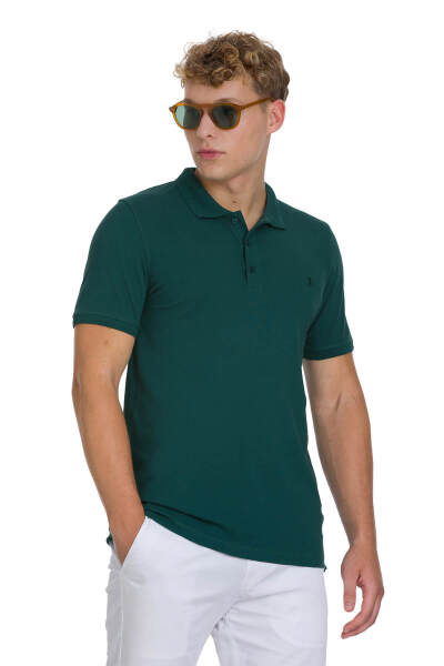 Yeşil Regular Fit 100% Pamuklu Polo Yaka Tişört - 3