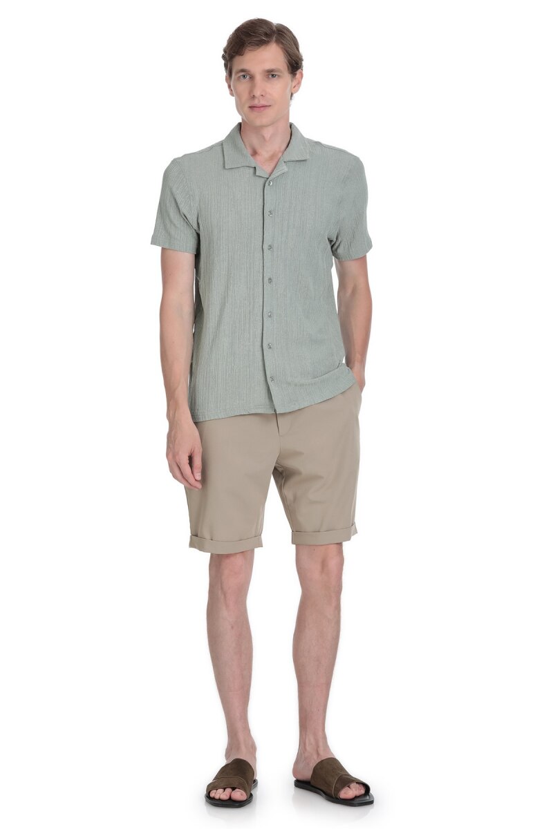 Yeşil Regular Fit Apaş Yaka Gömlek - Saykı (1)