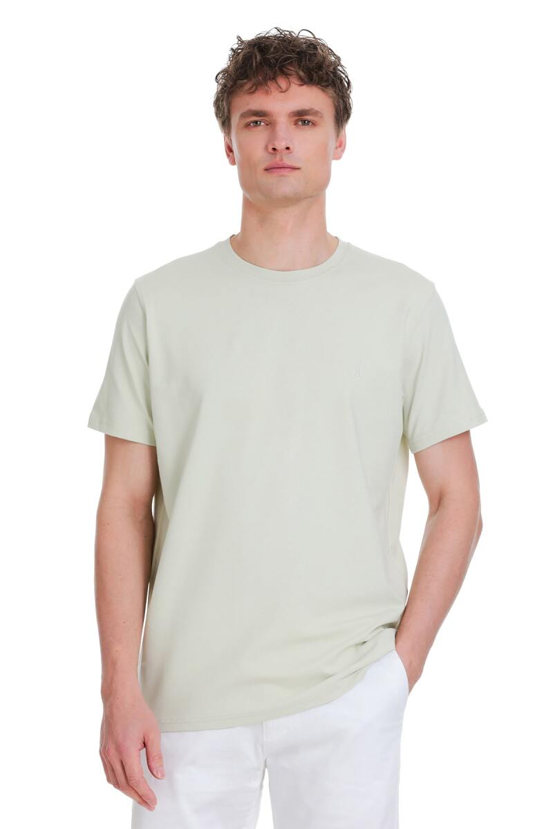 Yeşil Regular Fit Bisiklet Yaka Pamuklu Tişört - HTML