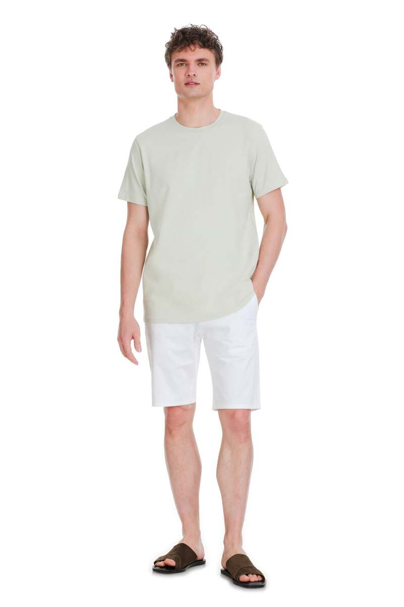 Yeşil Regular Fit Bisiklet Yaka Pamuklu Tişört - HTML (1)