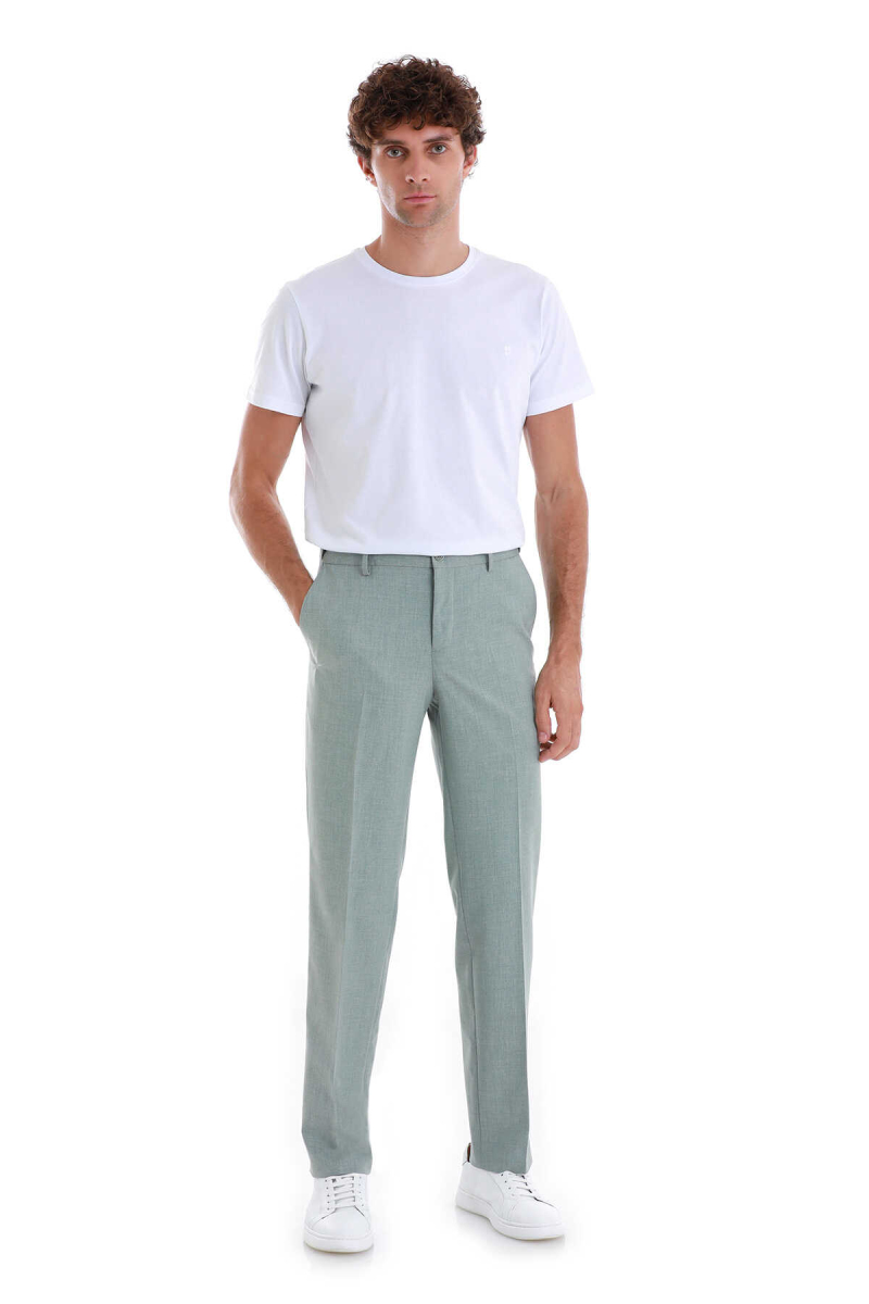 Yeşil Regular Fit Yandan Cepli Kumaş Pantolon - Hatemoğlu