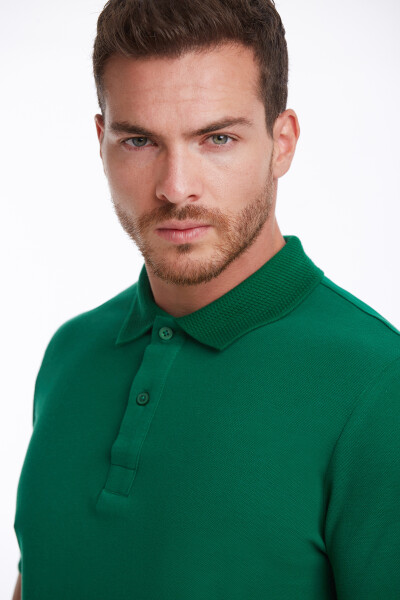 Yeşil Regular Fit 100% Pamuk Polo Yaka Tişört - 5