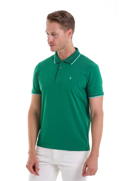 Yeşil Regular Fit 100% Pamuk Polo Yaka Tişört - 5