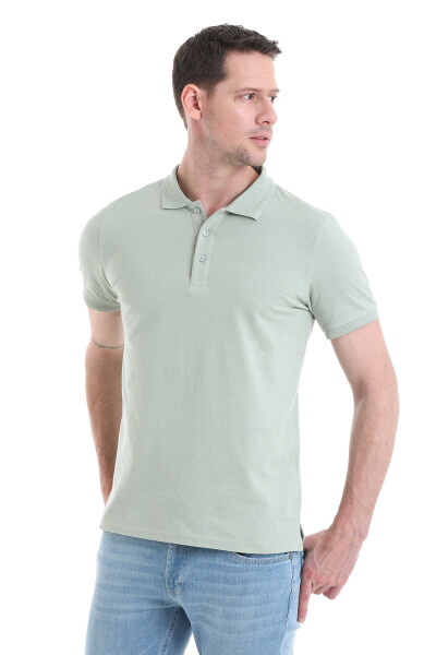 Yeşil Regular Fit 100% Pamuklu Polo Yaka Tişört - 3