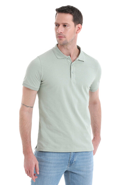 Yeşil Regular Fit 100% Pamuklu Polo Yaka Tişört - 4