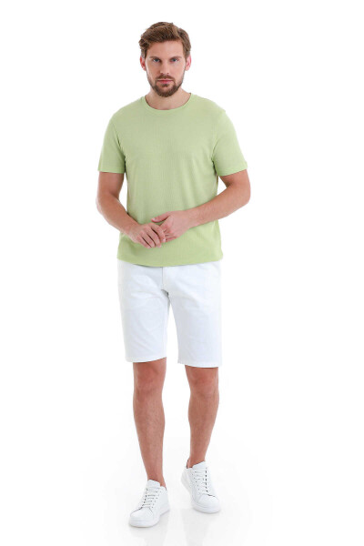 Yeşil Regular Fit Bisiklet Yaka Pamuklu Tişört - 2