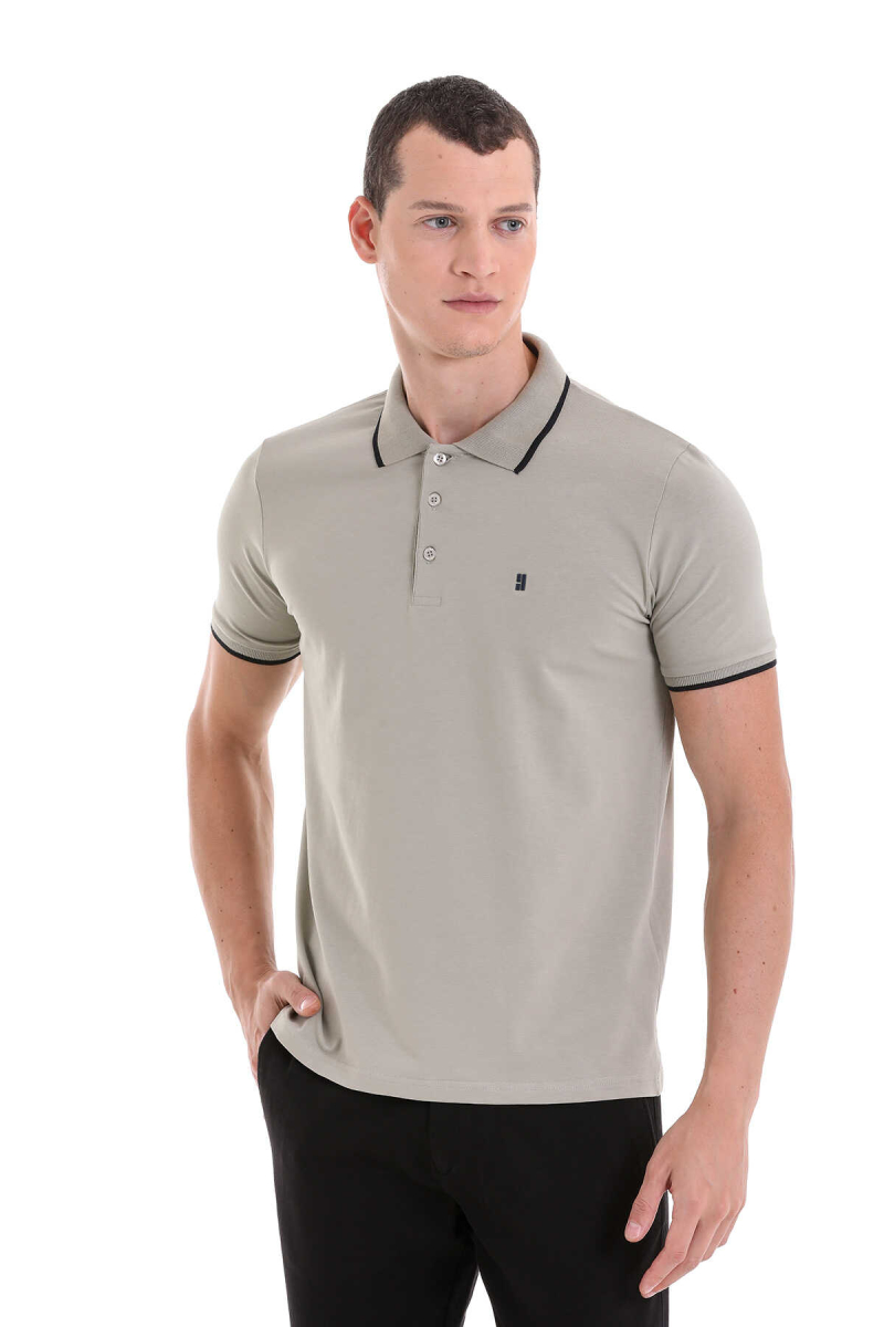 Yeşil Regular Fit Polo Yaka 100% Pamuklu Tişört - HTML (1)