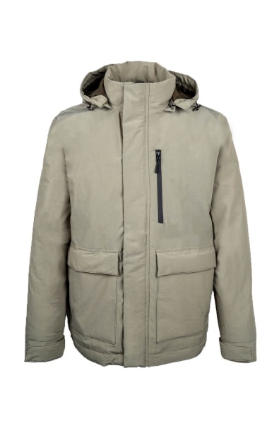 Yeşil Regular Fit Hakim Yaka Kapüşonlu Kaban - 1