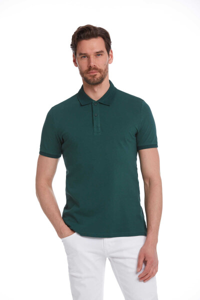 Yeşil Regular Fit 100% Pamuk Polo Yaka Tişört - 3
