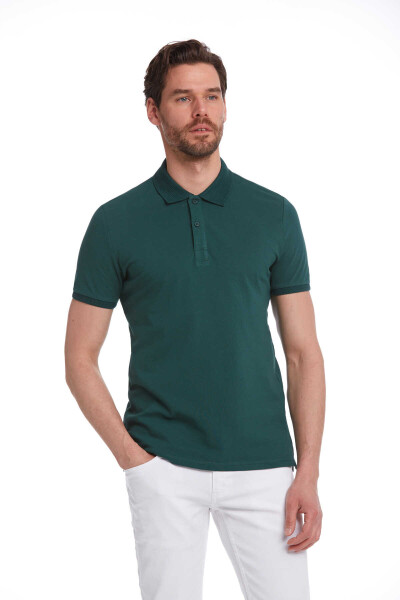 Yeşil Regular Fit 100% Pamuk Polo Yaka Tişört - 2