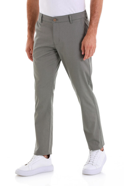 Yeşil Regular Fit Desenli Pamuklu Yandan Cep Kanvas Pantolon - 2