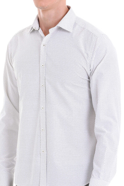 Yeşil Slim Fit Baskılı Pamuklu Uzun Kollu Klasik Gömlek - 6