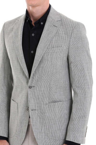 Yeşil Slim Fit Desenli Mono Yaka Casual Ceket - 5