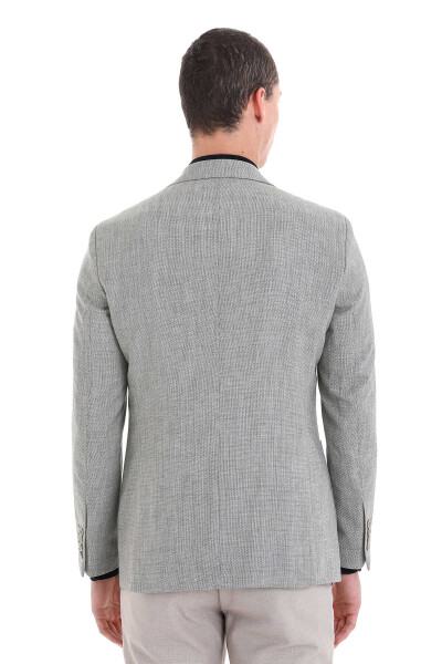 Yeşil Slim Fit Desenli Mono Yaka Casual Ceket - 7