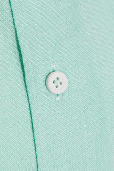 Yeşil Slim Fit 100% Pamuk Düğmeli Yaka Uzun Kollu Casual Gömlek - 3