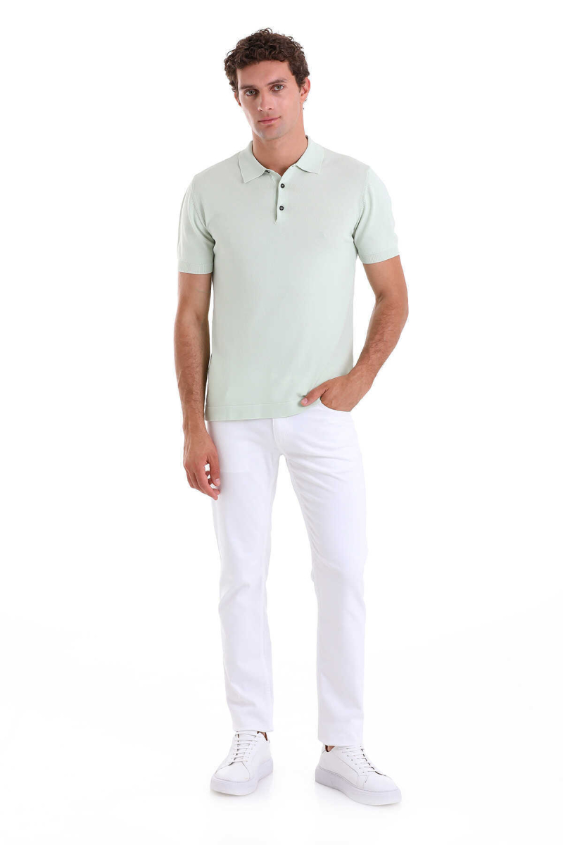 Yeşil Comfort Fit Polo Yaka Rayon Tişört - Hatem Saykı (1)