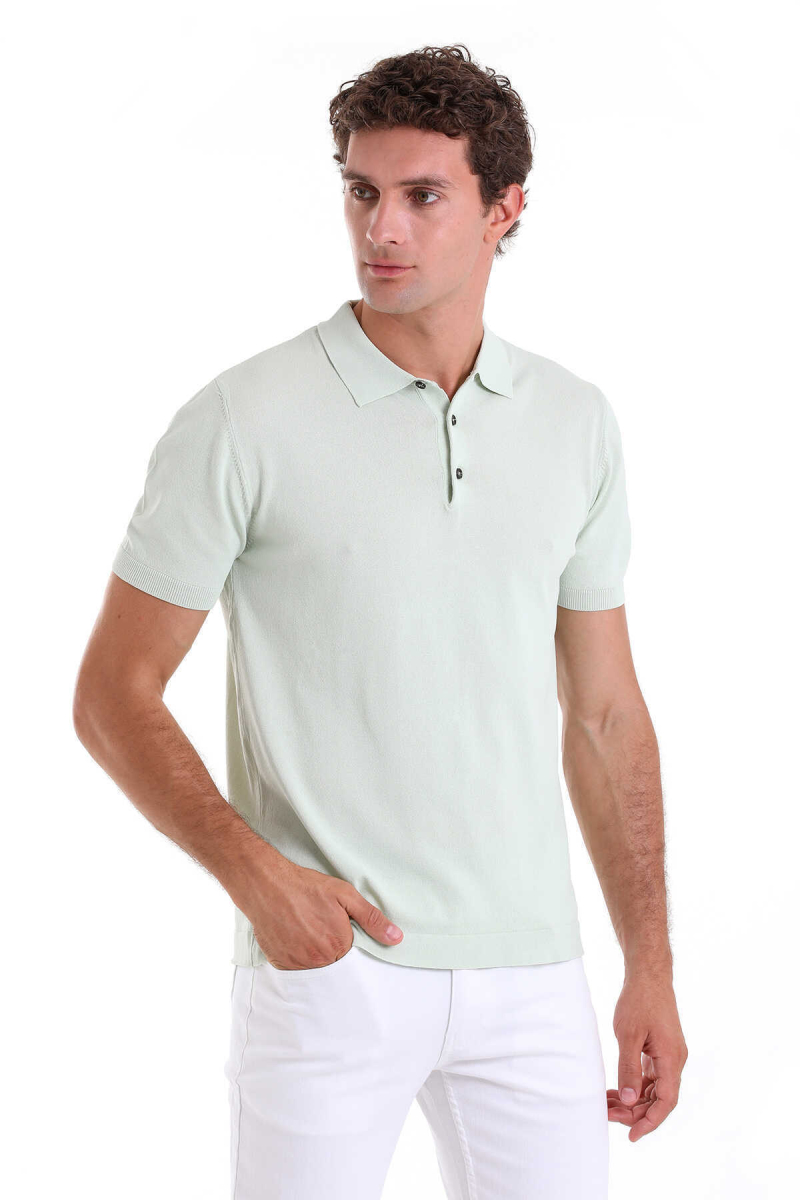 Yeşil Comfort Fit Polo Yaka Rayon Tişört - Hatem Saykı (1)