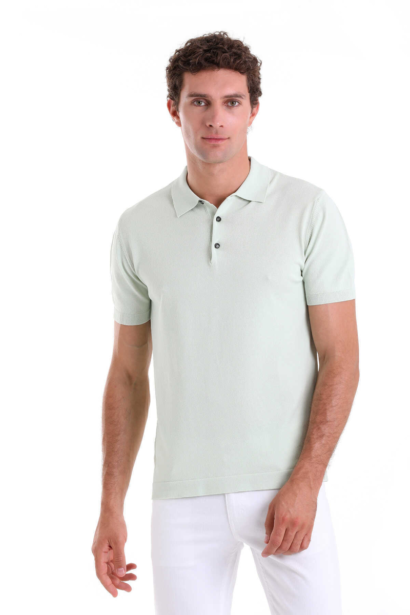 Yeşil Comfort Fit Polo Yaka Rayon Tişört - Hatem Saykı (1)