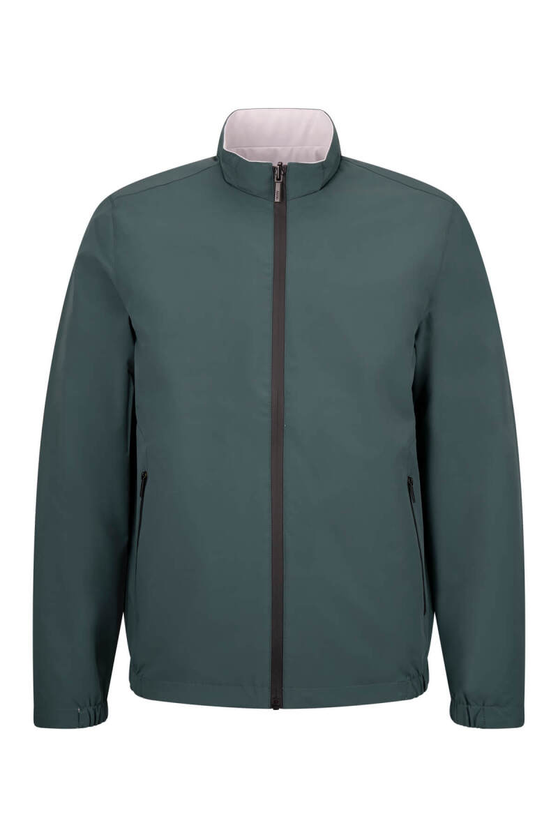 Yeşil - Bej Slim Fit Hakim Yaka Çift Taraflı Mevsimlik Spor Mont - Saykı