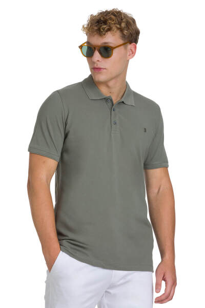 Zeytin Yeşili Regular Fit 100% Pamuklu Polo Yaka Tişört 