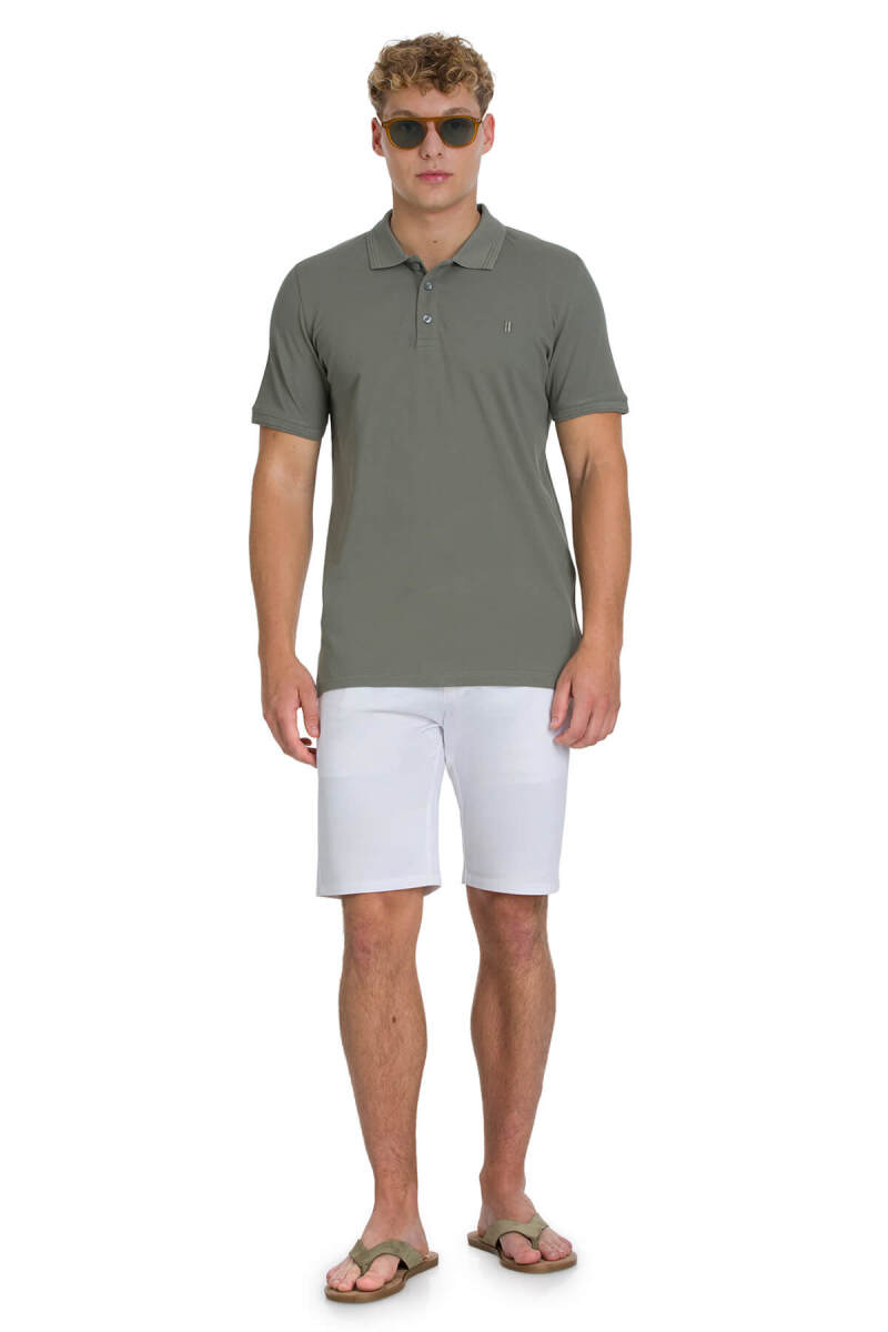 Zeytin Yeşili Regular Fit 100% Pamuklu Polo Yaka Tişört - Hatemoğlu (1)