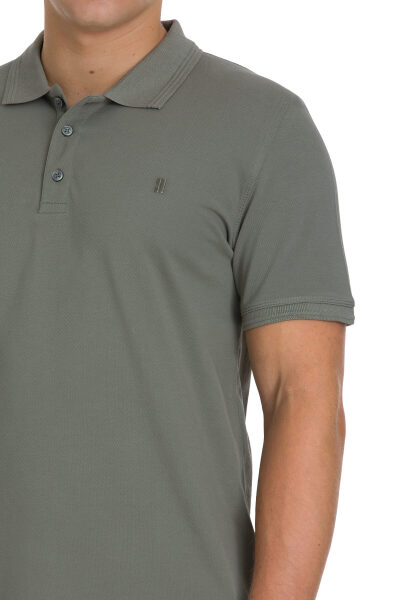 Zeytin Yeşili Regular Fit 100% Pamuklu Polo Yaka Tişört - 4